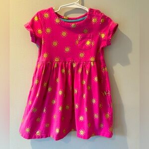 Boden - Girls’ Pink Metallic Sun Patterned Dress - Size 3-4Y